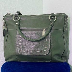 RARE Buxton Olive green zipper tote/briefcase